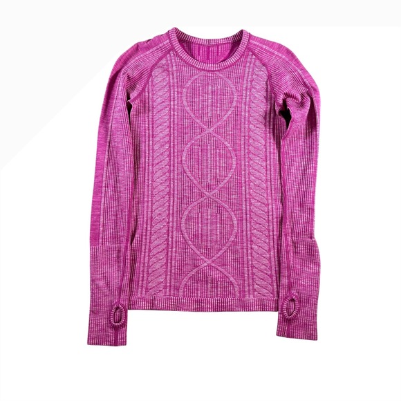lululemon athletica Tops - Lululemon Swiftly Tech Long Sleeve Crew Shirt Pink/Purple Ribbed Thumbholes